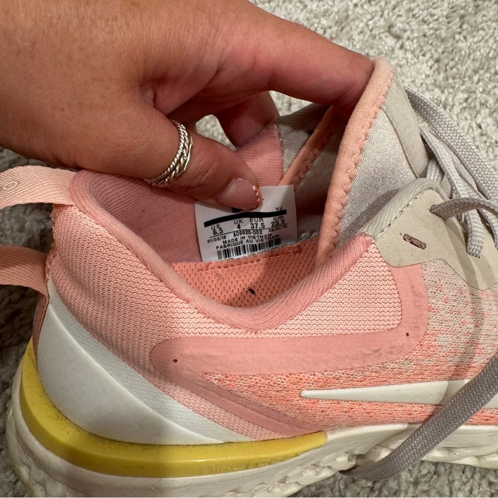 Nike Pink. Yellow and Cream Breathable Sneakers